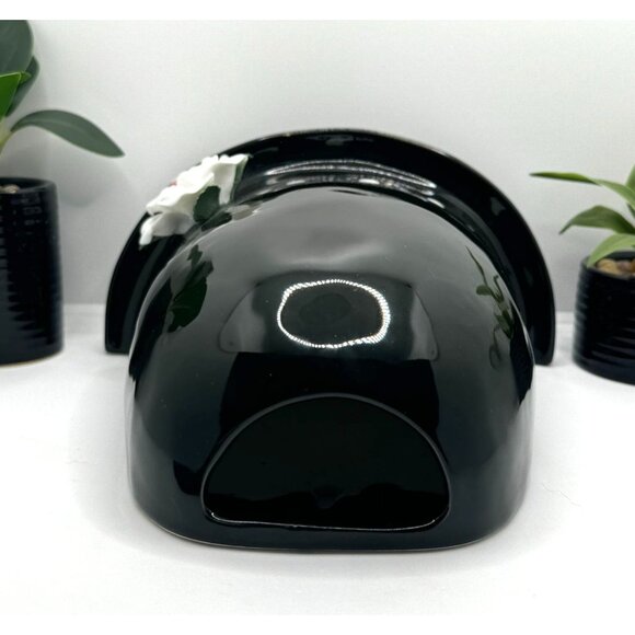 GiftCraft Black & White Polka Dot Ceramic Hanging Hat PLANTER by Gift Gallery 9" - Picture 3 of 9